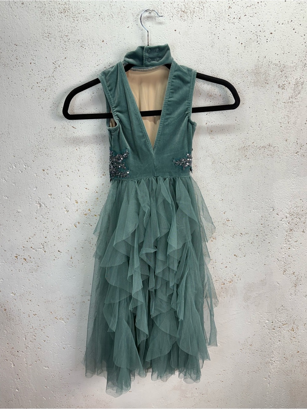 Weissman Elite Velvet Tulle Back Panel Dance Leotard NEW Green Intermediate Size - Picture 7 of 9